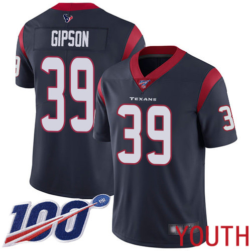 Houston Texans Limited Navy Blue Youth Tashaun Gipson Home Jersey NFL Football #39 100th Season Vapor Untouchable->youth nfl jersey->Youth Jersey